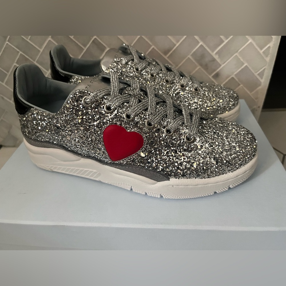 Chiara Ferragni Silver Sneakers With Glittery Finish View 6